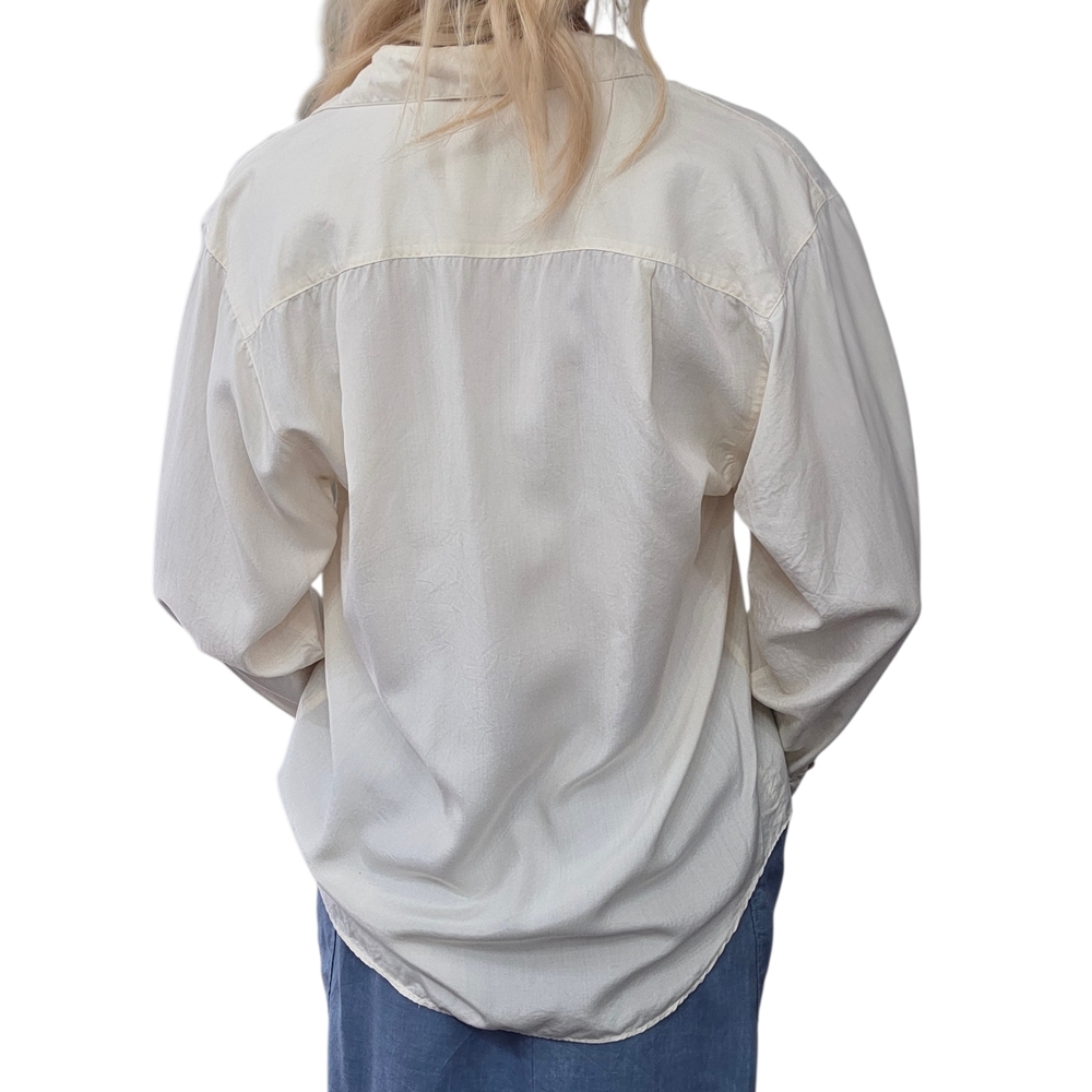 Vintage Fenn Wright Manson Silk Blouse Cream Button Front 90s Minimalist Size 2 - Picture 3 of 8